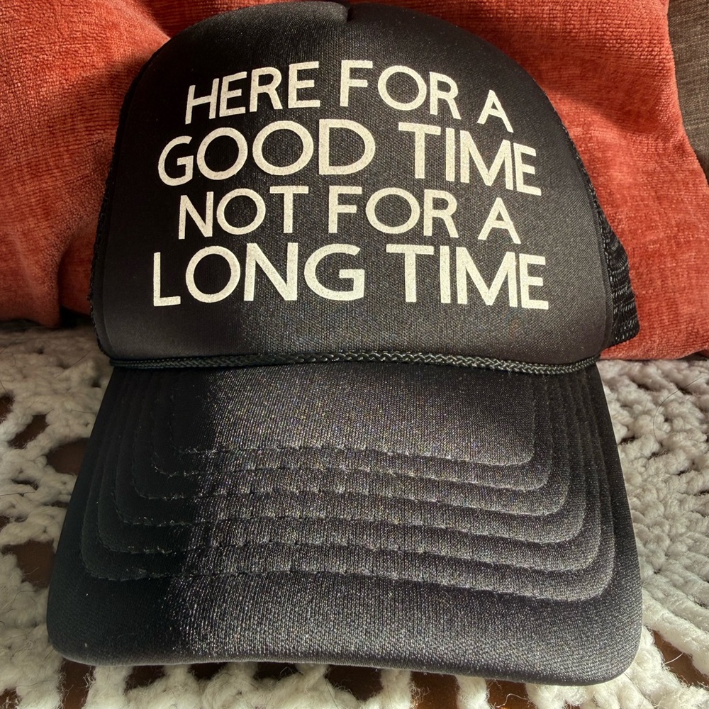 Stylish Black Slogan Trucker Hat NWOT
